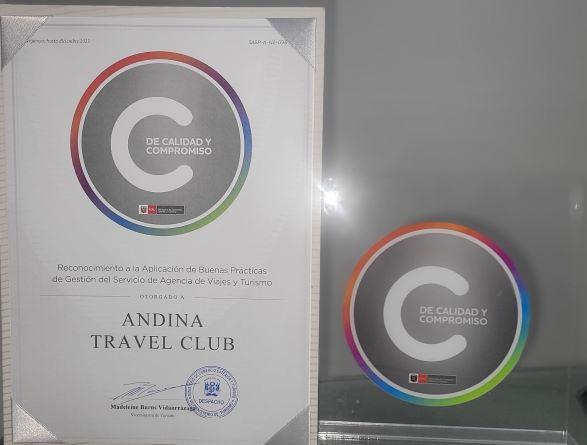 Certificado oficial CALIDAD TURISTICA 2022 - 2023